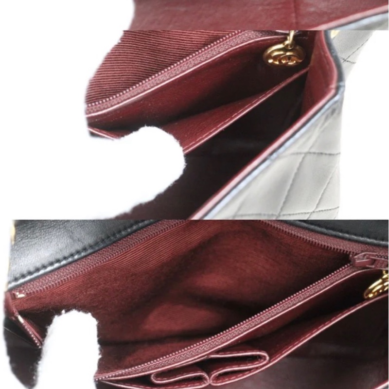 「JL精品代購」 9新 Chanel 香奈兒 黑金翻蓋羊皮鏈條單肩包-11