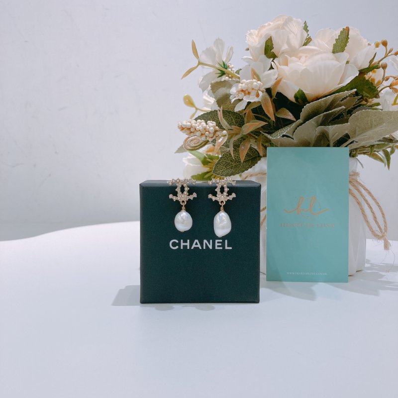 TW4783 Chanel 香奈兒CC字連仿珍珠吊飾耳環 CC Logo With Pearl Earrings Crystal x Pearl x GHW-1