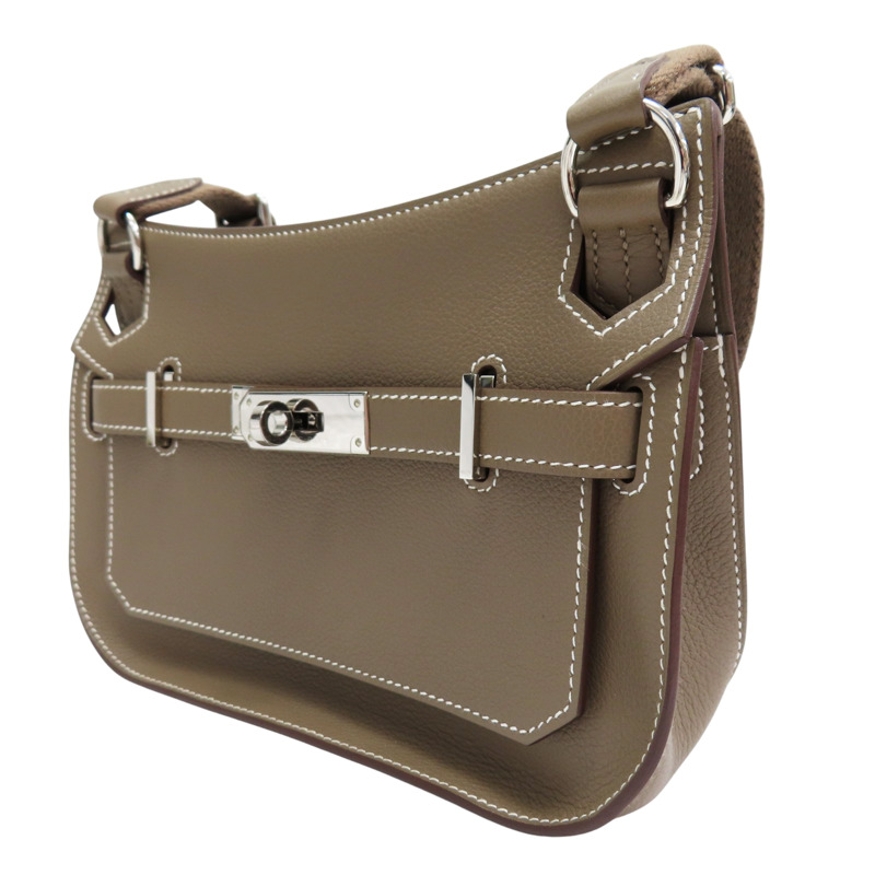 大象灰 Evercolor牛革 Mini Jypsiere 肩背包 B刻 銀釦【HERMES 愛馬仕】-2