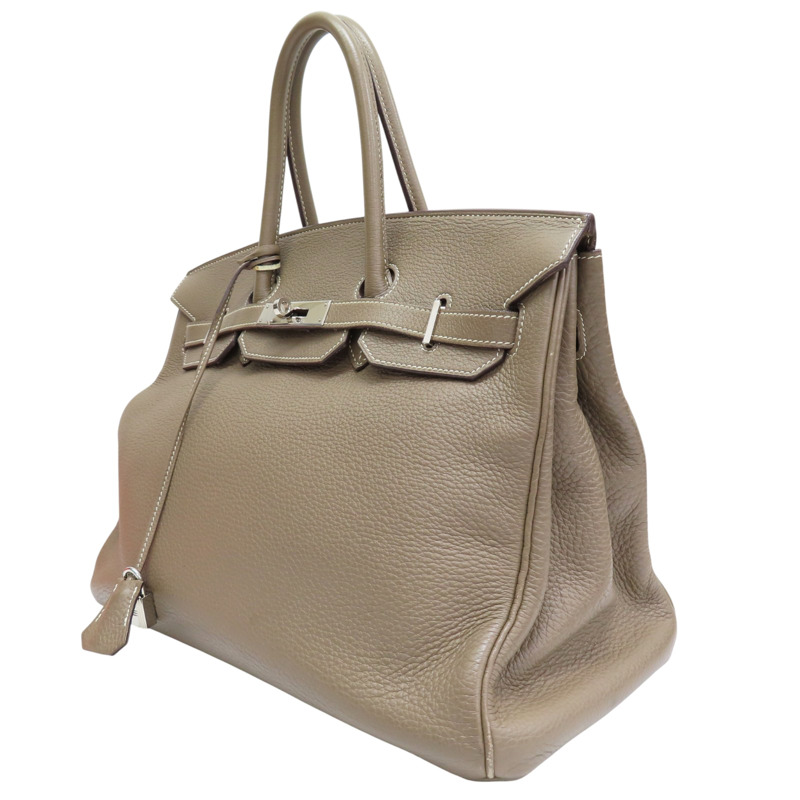 大象灰 Clemence牛皮 Birkin 35 柏金包 手提包 口I刻 銀扣【HERMES 愛馬仕】 H027767CK-1