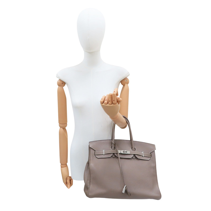 大象灰 Clemence牛皮 Birkin 35 柏金包 手提包 口I刻 銀扣【HERMES 愛馬仕】 H027767CK-9
