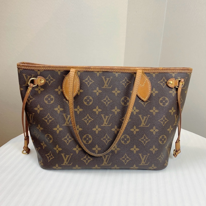 路易威登/Louis Vuitton Neverfull PM 經典棕色老花單肩托特包29x21x12cm-2