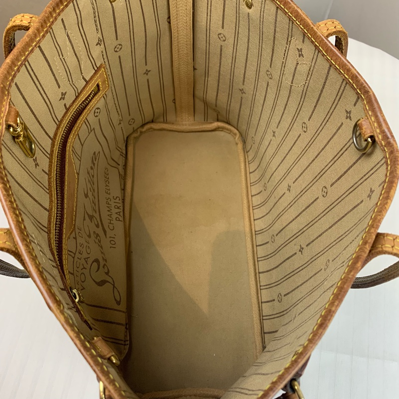 路易威登/Louis Vuitton Neverfull PM 經典棕色老花單肩托特包29x21x12cm-9