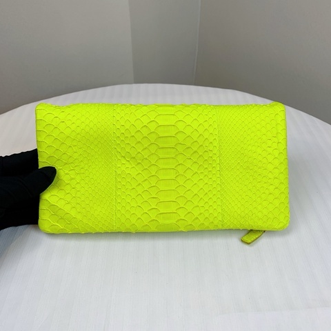 Celine 稀有款 蛇皮螢光色clutch手拿包 配可拆卸內袋 超多夾層 24x3x13cm