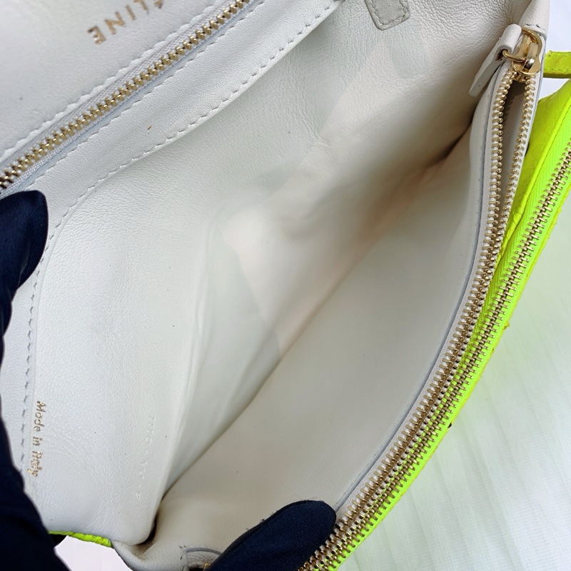 Celine 稀有款 蛇皮螢光色clutch手拿包 配可拆卸內袋 超多夾層 24x3x13cm-8