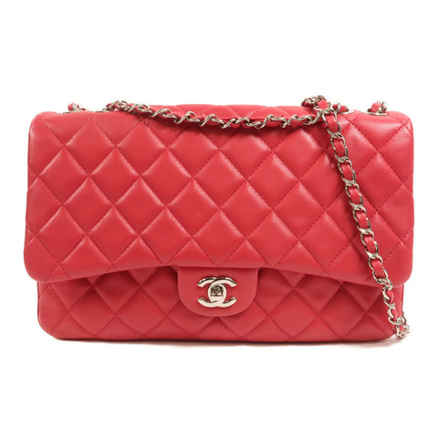 CHANEL 羊皮皮革Chain Shoulder Bag銀扣鏈帶肩背袋