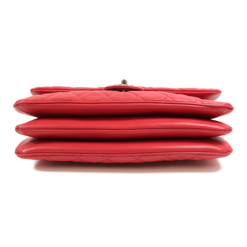 CHANEL 羊皮皮革Chain Shoulder Bag銀扣鏈帶肩背袋-3