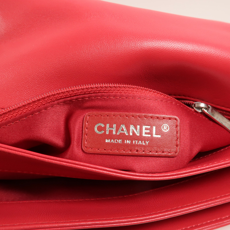 CHANEL 羊皮皮革Chain Shoulder Bag銀扣鏈帶肩背袋-5