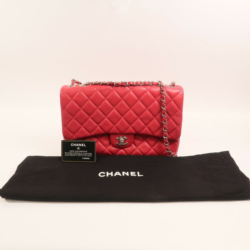 CHANEL 羊皮皮革Chain Shoulder Bag銀扣鏈帶肩背袋-9