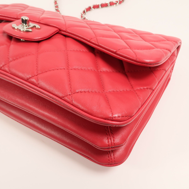 CHANEL 羊皮皮革Chain Shoulder Bag銀扣鏈帶肩背袋-11