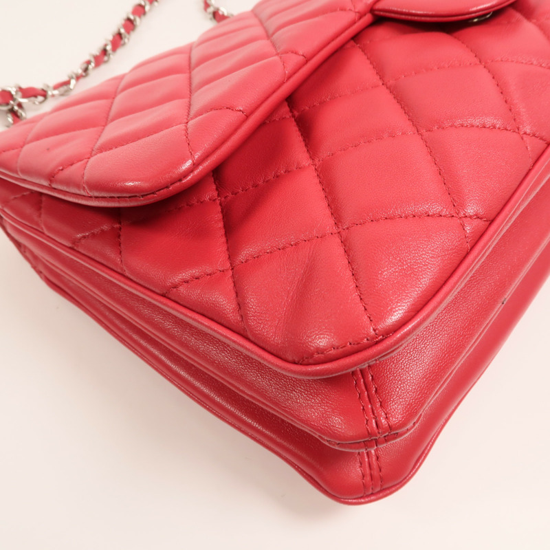 CHANEL 羊皮皮革Chain Shoulder Bag銀扣鏈帶肩背袋-12