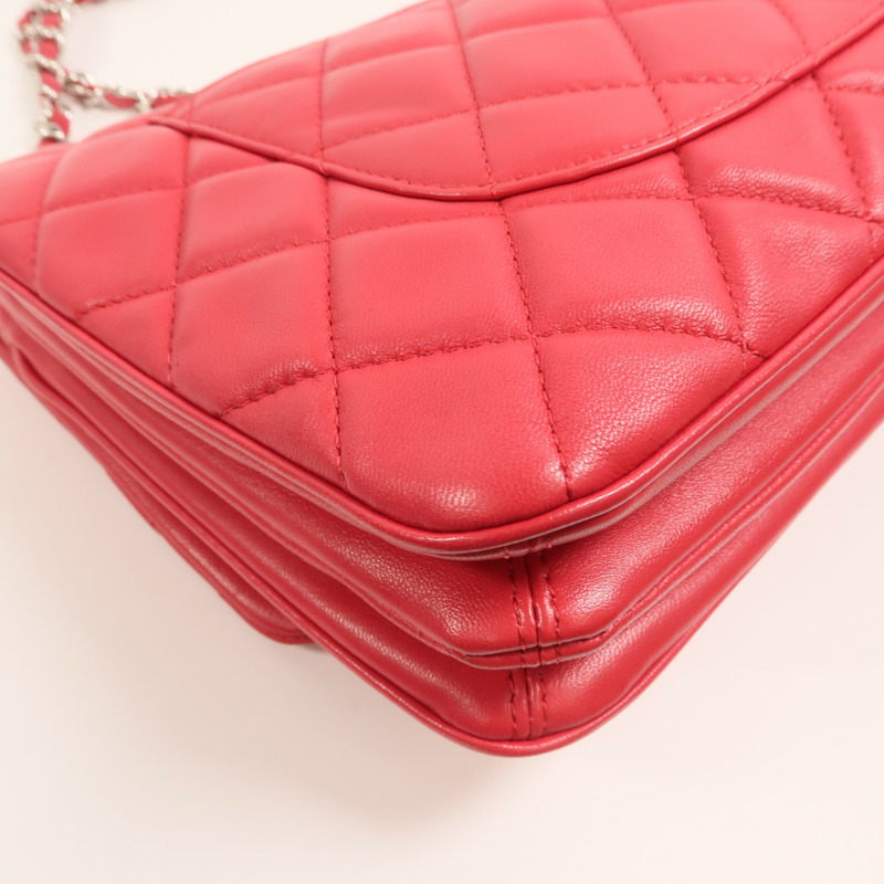 CHANEL 羊皮皮革Chain Shoulder Bag銀扣鏈帶肩背袋-14