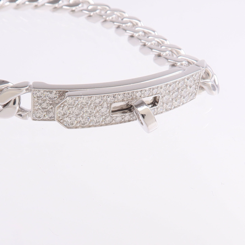 HERMES 18K白金Kelly Gourmette Bracelet Small Model鑽石手鏈-4