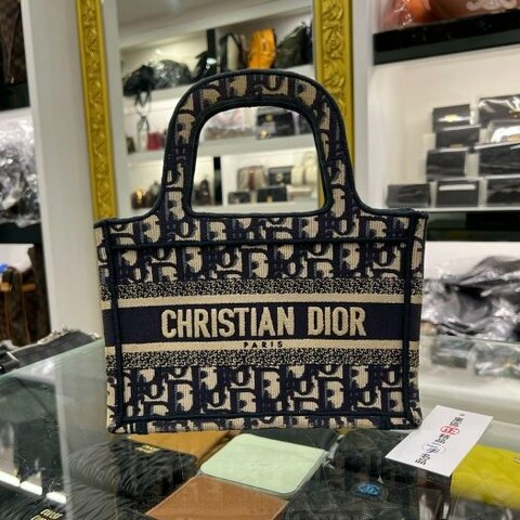 東區正精品㊣CHRISTIAN Dior Book Tote mini 藍色老花手提包 RZ6316