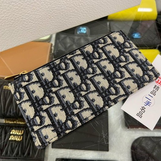 東區正精品㊣DIOR WOC 藍色老花帆布金釦金鍊釦式翻蓋馬鞍斜背包手拿包發財包小款 RZ6318-10