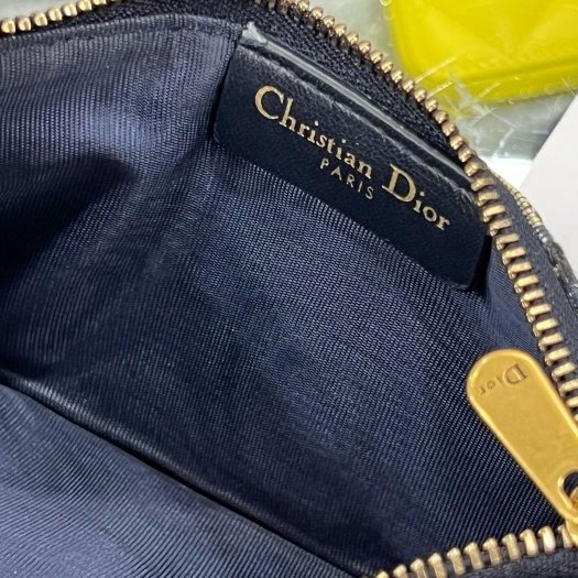 東區正精品㊣DIOR WOC 藍色老花帆布金釦金鍊釦式翻蓋馬鞍斜背包手拿包發財包小款 RZ6318-11