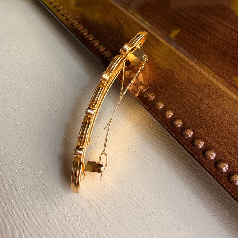 未使用品 迪奧Christian Dior CD logo 水鑽鍍金髮夾 法國製-7