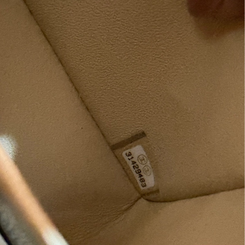 香奈兒CHANEL CF23 奶茶色銀釦羊皮鏈條包 單肩背包 斜背包小號-23