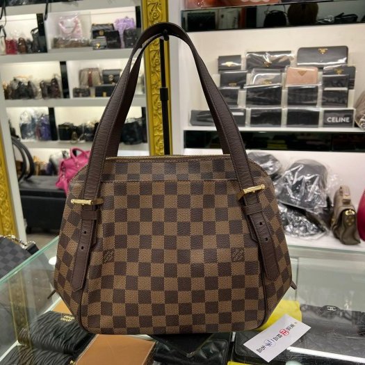 東區正精品㊣LV N51174 咖啡色棋盤格咖格前後口袋拉鍊足球包元寶包手提包 RZ6317-0