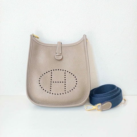 hermes 愛馬仕 伊芙琳mini 大象灰 金釦