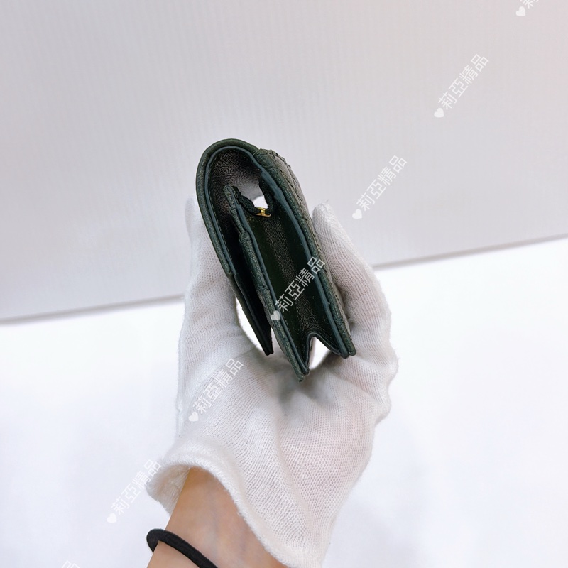 莉亞精品♡ ysl 零錢卡包 深綠 二手美品-3