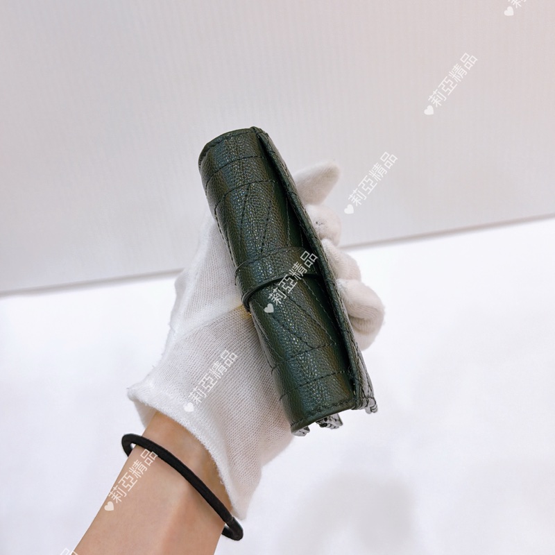莉亞精品♡ ysl 零錢卡包 深綠 二手美品-5