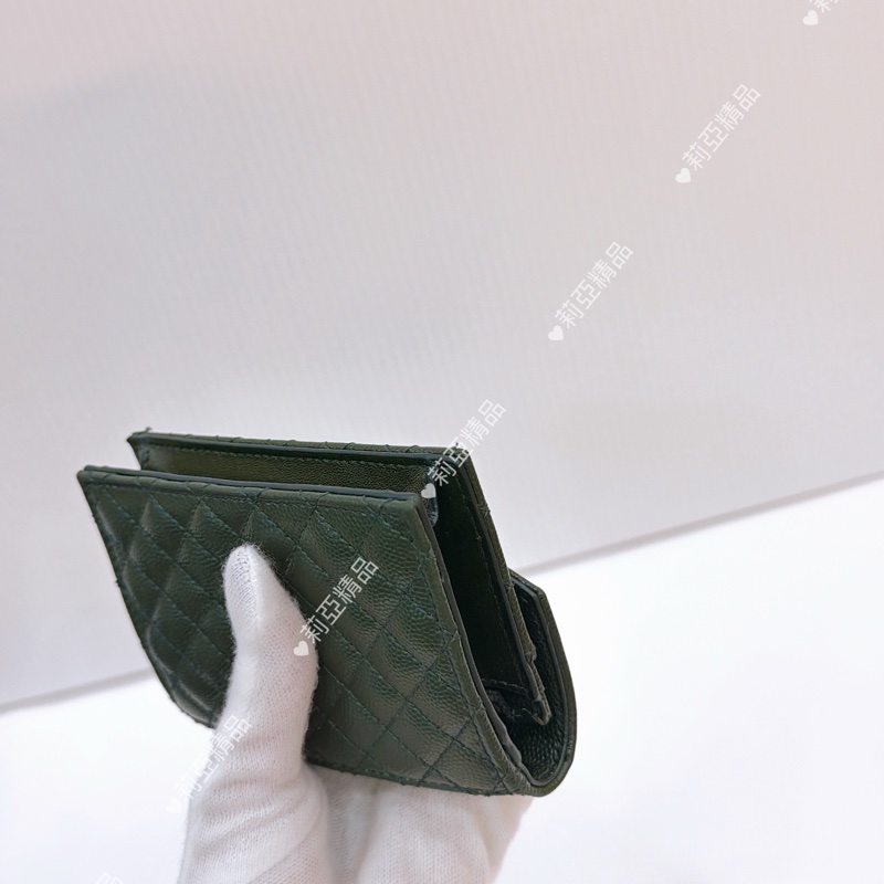 莉亞精品♡ ysl 零錢卡包 深綠 二手美品-8