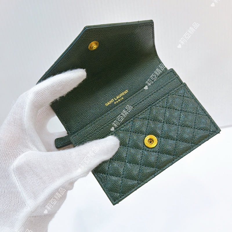 莉亞精品♡ ysl 零錢卡包 深綠 二手美品-11