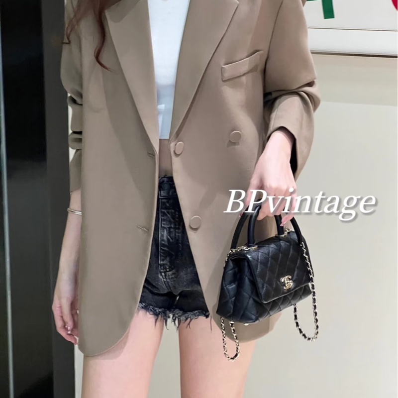 香奈兒 Chanel cocohandle mini 荔枝牛皮 黑金-2