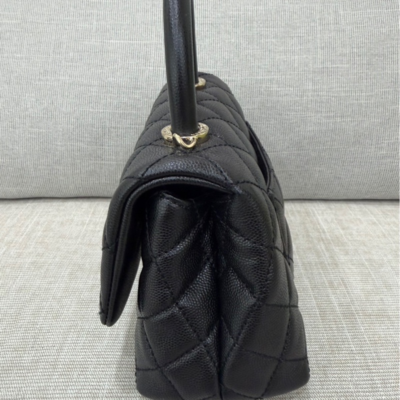 香奈兒 Chanel cocohandle mini 荔枝牛皮 黑金-10