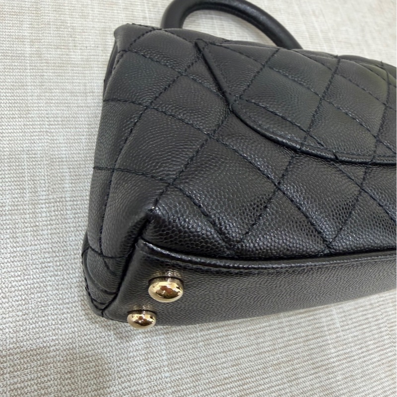 香奈兒 Chanel cocohandle mini 荔枝牛皮 黑金-14