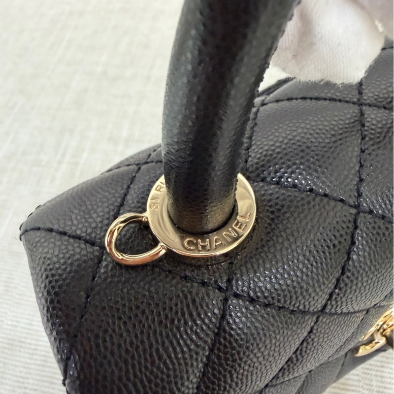 香奈兒 Chanel cocohandle mini 荔枝牛皮 黑金-21