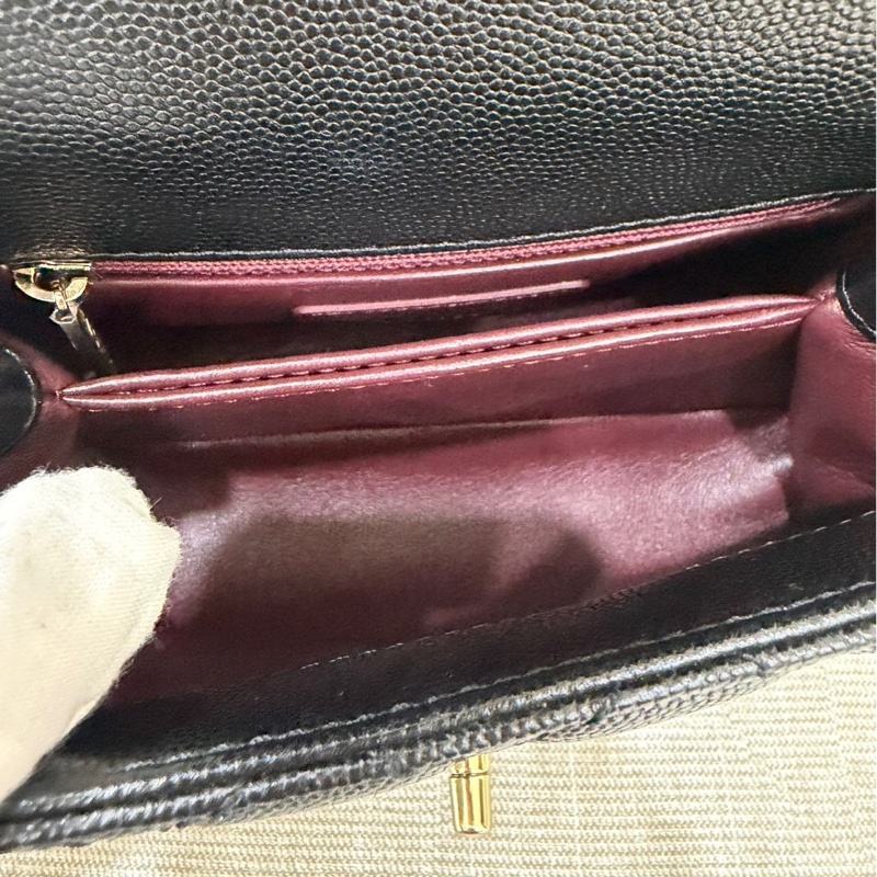 香奈兒 Chanel cocohandle mini 荔枝牛皮 黑金-23