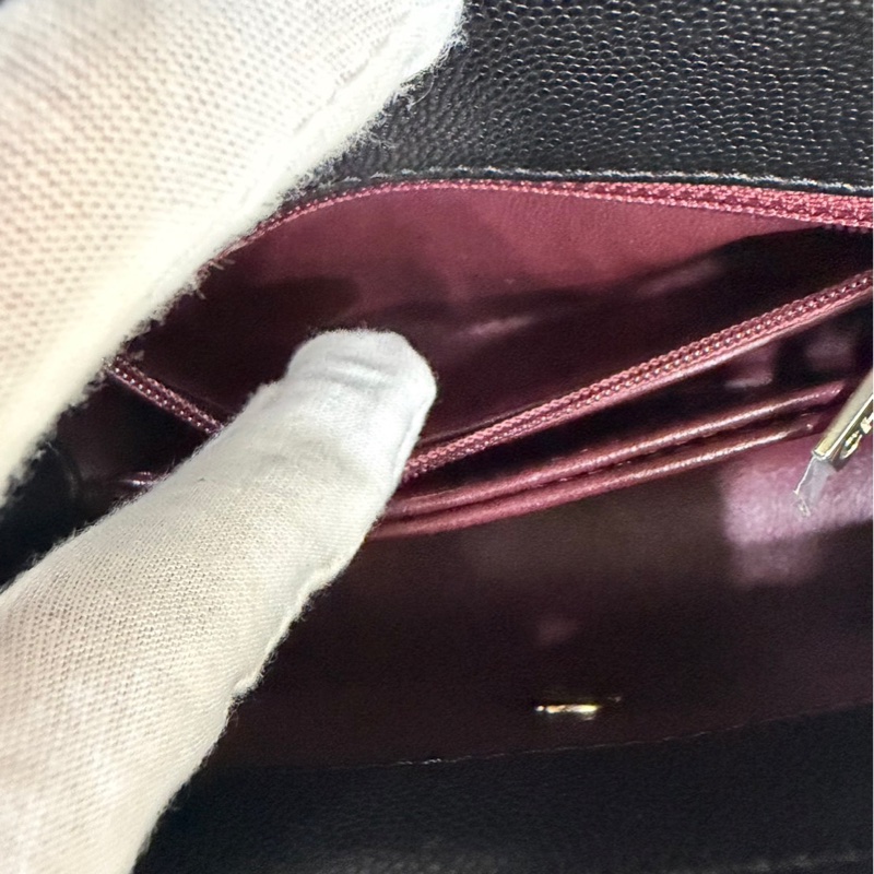 香奈兒 Chanel cocohandle mini 荔枝牛皮 黑金-26