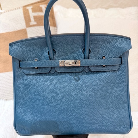 Hermes Birkin 25/ 伊茲密爾藍 銀扣/ 框Q