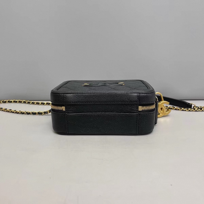 Chanel香奈兒Vanity case迷你黑金荔枝紋相機包-2