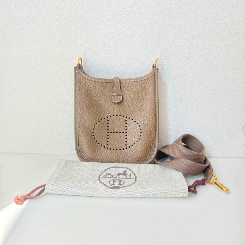 Hermes 愛馬仕 伊芙琳 Evelyne mini 大象灰 金釦-0