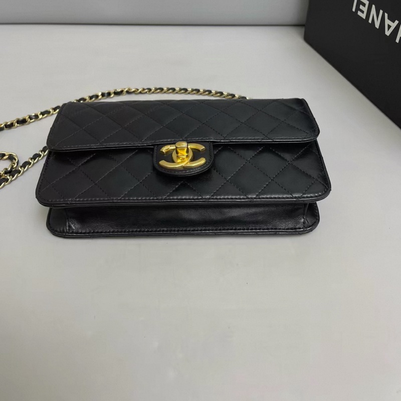 Chanel香奈兒 CF黑金全皮菱格鏈條包-2