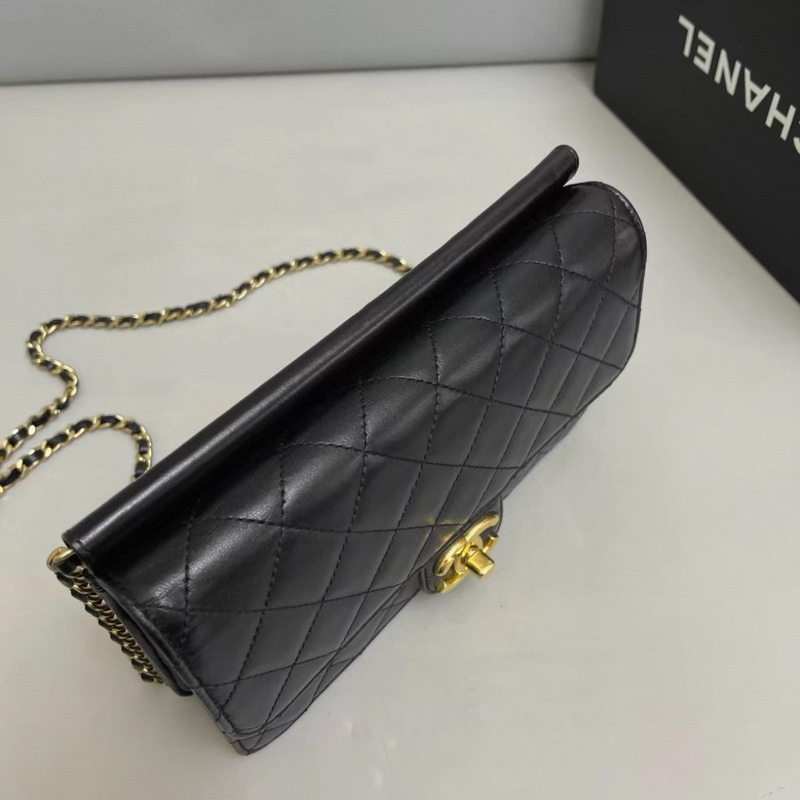 Chanel香奈兒 CF黑金全皮菱格鏈條包-4