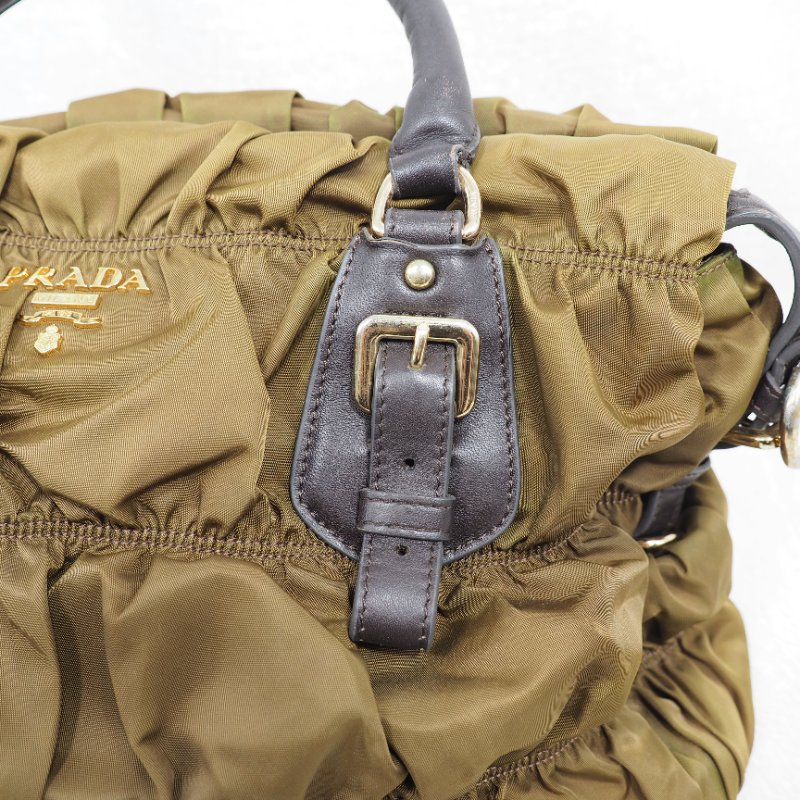 Prada Nylon Handbag Tote 普拉達尼龍皺摺手提托特包-8
