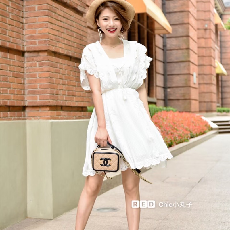 香奈兒CHANEL vanity 奶茶色拼色 相機包 荔枝牛皮 小號-5