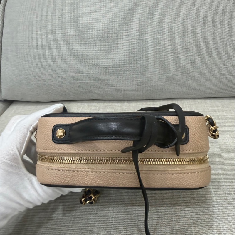 香奈兒CHANEL vanity 奶茶色拼色 相機包 荔枝牛皮 小號-21