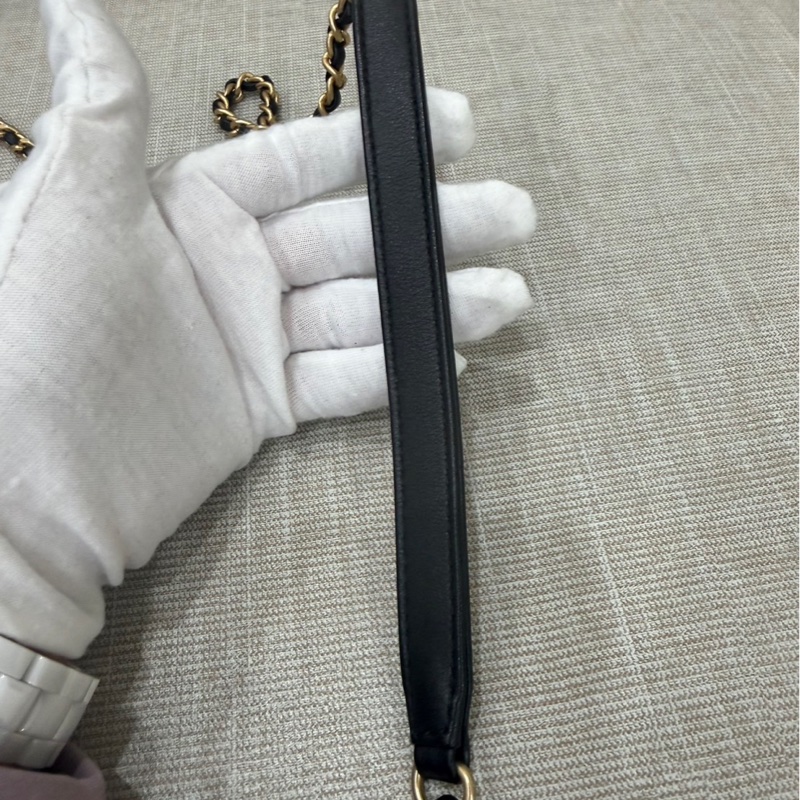 香奈兒CHANEL vanity 奶茶色拼色 相機包 荔枝牛皮 小號-34