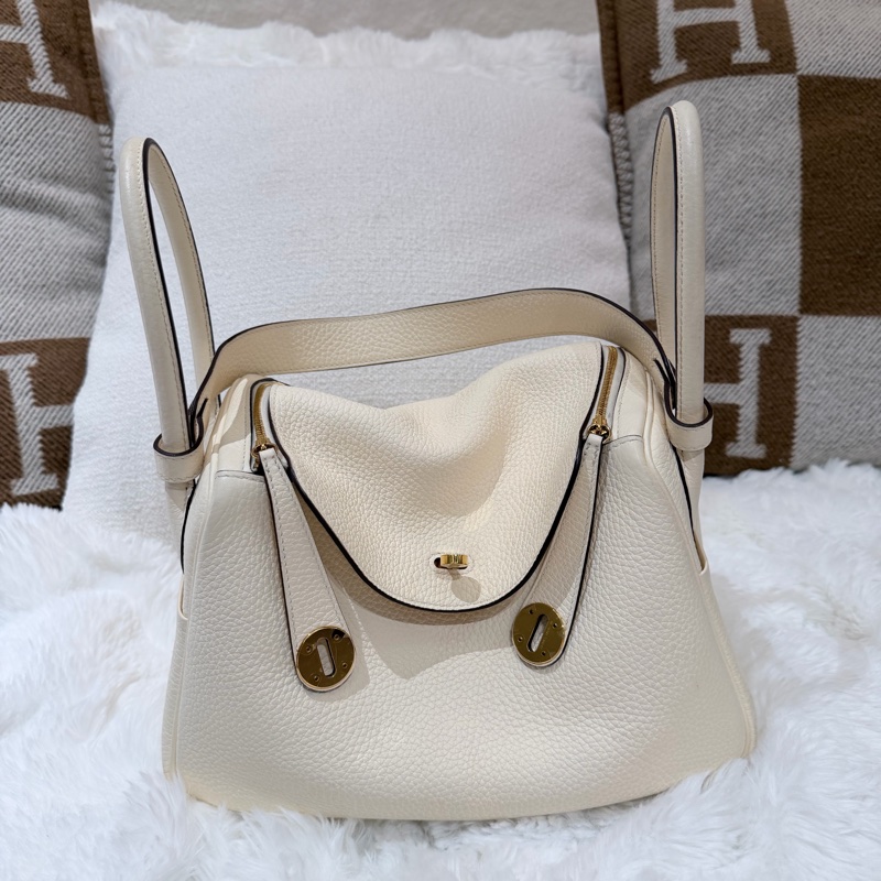 Hermes Lindy 26/ 奶油白 金扣-0