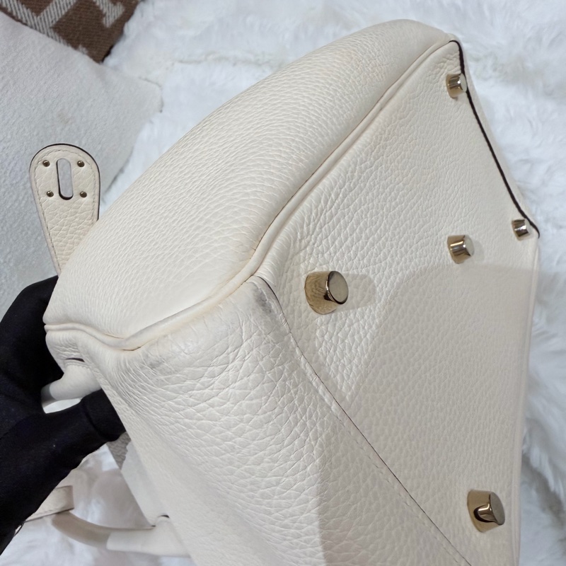 Hermes Lindy 26/ 奶油白 金扣-5