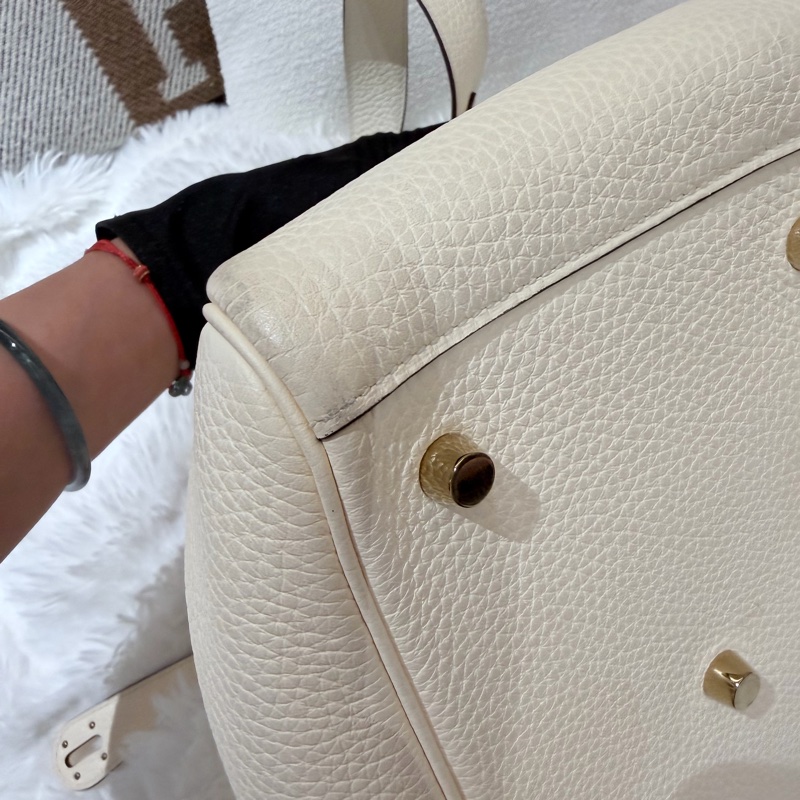 Hermes Lindy 26/ 奶油白 金扣-8