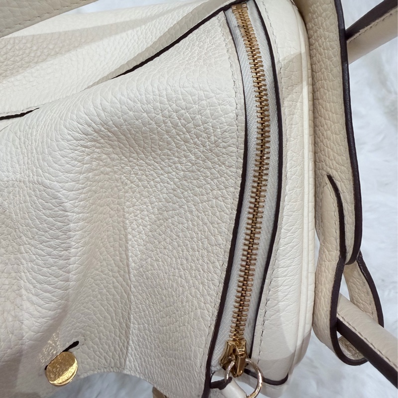 Hermes Lindy 26/ 奶油白 金扣-14
