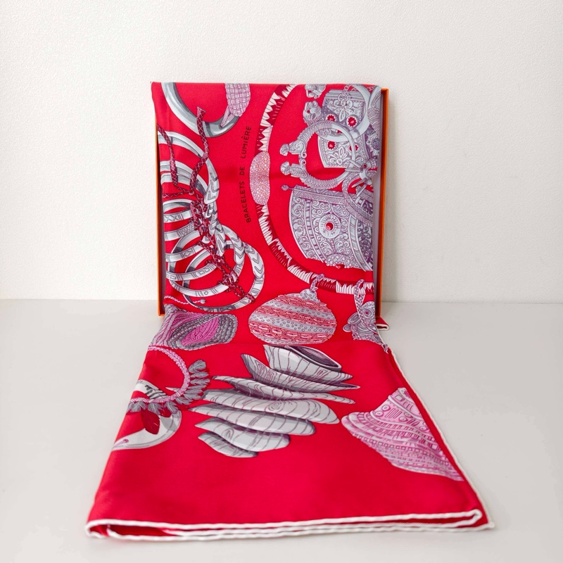 Hermes愛馬仕 絲巾 90*90cm 紅色-2