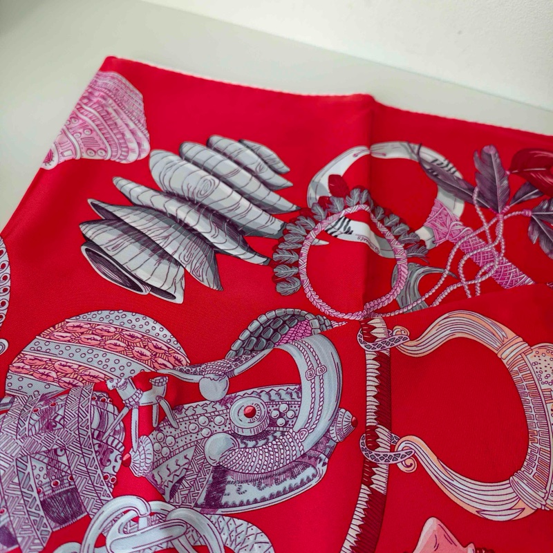 Hermes愛馬仕 絲巾 90*90cm 紅色-4