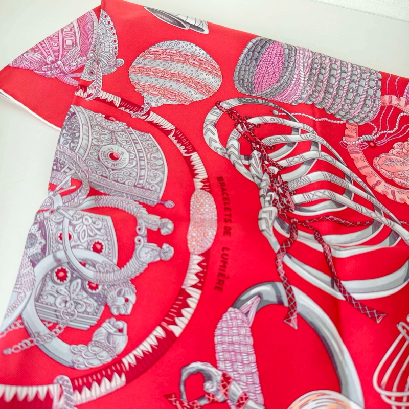 Hermes愛馬仕 絲巾 90*90cm 紅色-5